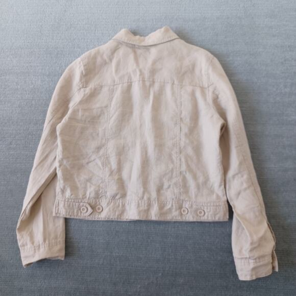 Quince Linen Jacket Women M Beige Casual Coastal Lagenlook Classic Capsule - Picture 2 of 8
